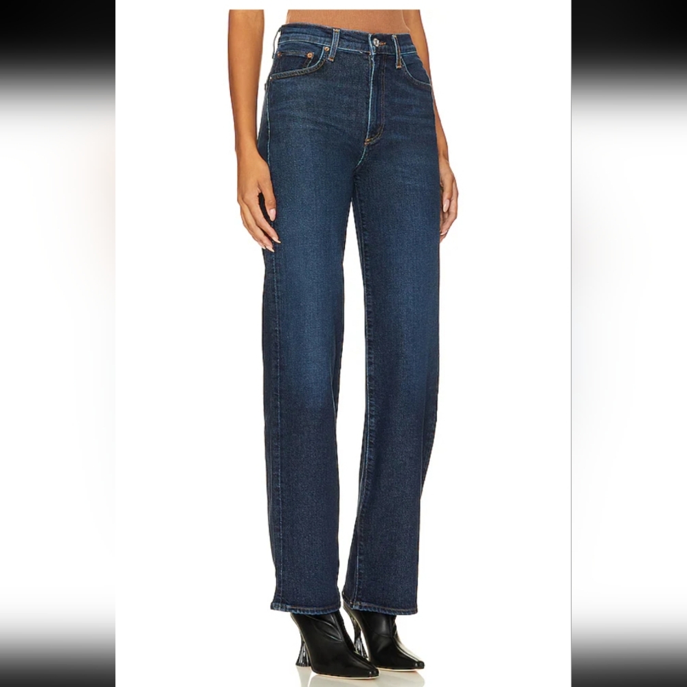 NWT Agolde Harper Mid Rise Wide Straight Jeans in Formation Size 32 Stretch